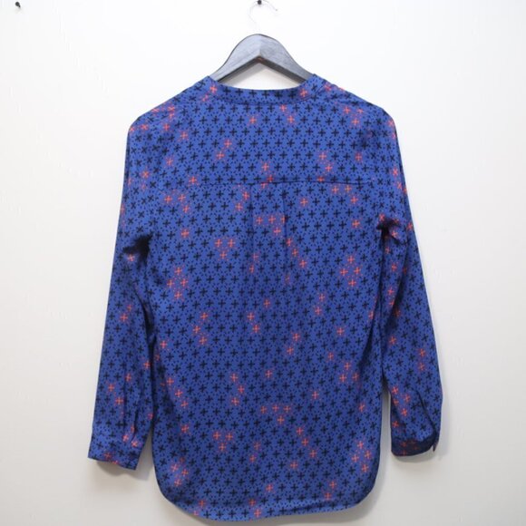 MAEVE Anthropologie Eva Wrap Novelty Print High-Low  Pocket Blouse Size 0 - Picture 8 of 8